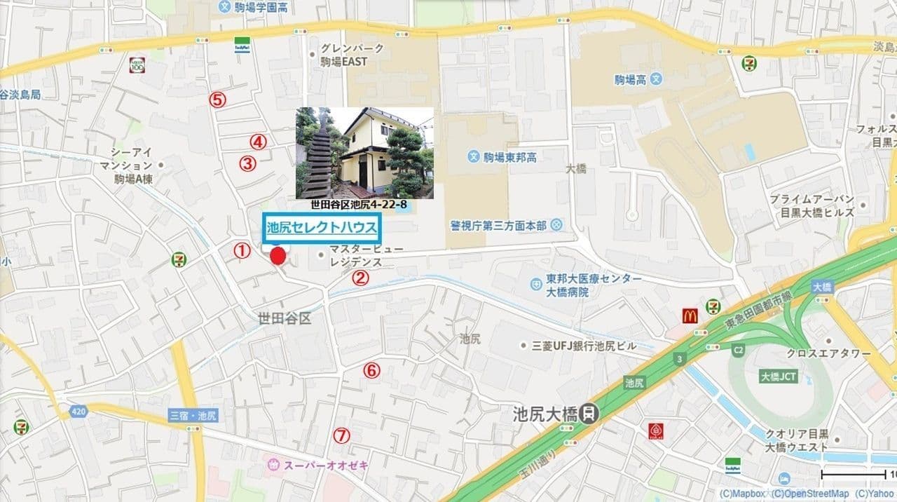 池尻セレクトハウス周辺パーキングMAP